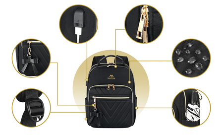Plecak MATEIN damski miejski stylowy wielofunkcyjny elegancki modny czarny