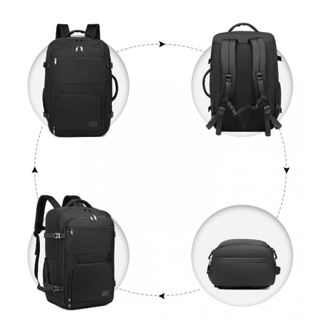 KONO Plecak podróżny do samolotu pojemny kabinowy 55x40x20 czarny