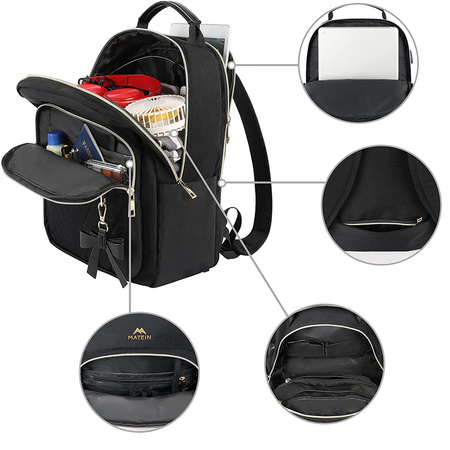 Plecak MATEIN damski miejski stylowy wielofunkcyjny elegancki modny czarny