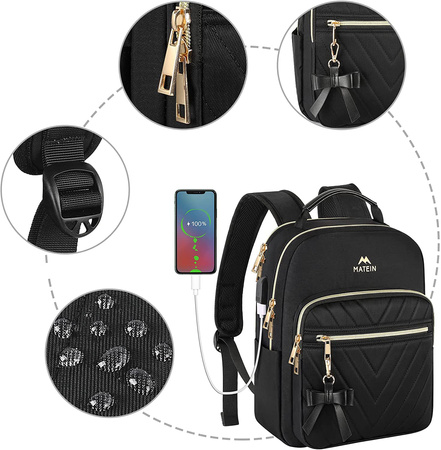 Plecak MATEIN damski miejski stylowy wielofunkcyjny elegancki modny czarny