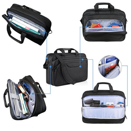 KROSER Biznesowa torba na laptopa 17,3" wodoodporna duża teczka na ramię